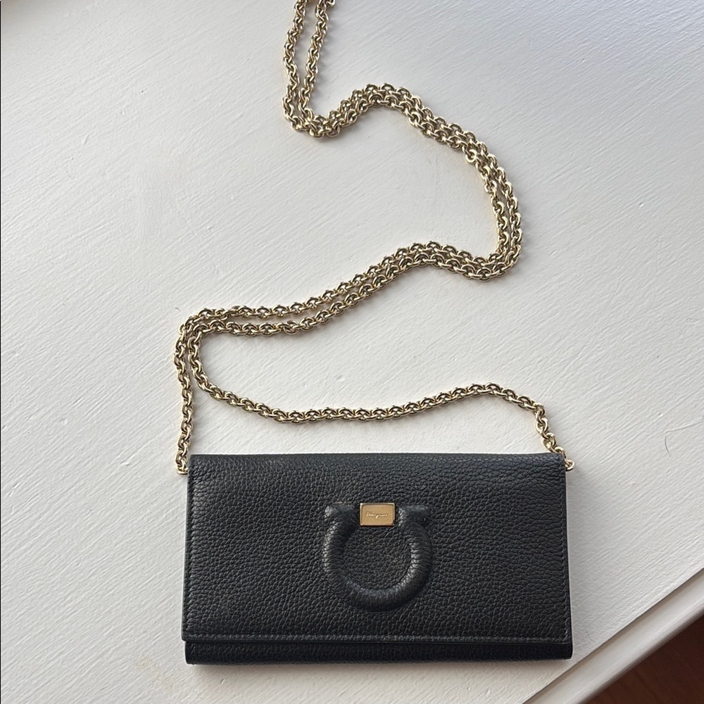 Ferragamo Gancini City Leather Chain Wallet